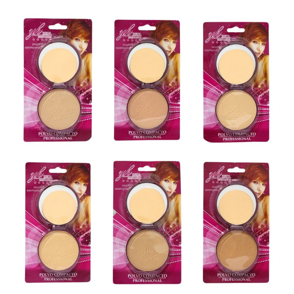 POLVO COMPACTO SELLADOR EFECTO SUAVIZANTE 6 TONOS YH BEJA COSMETICS 15G