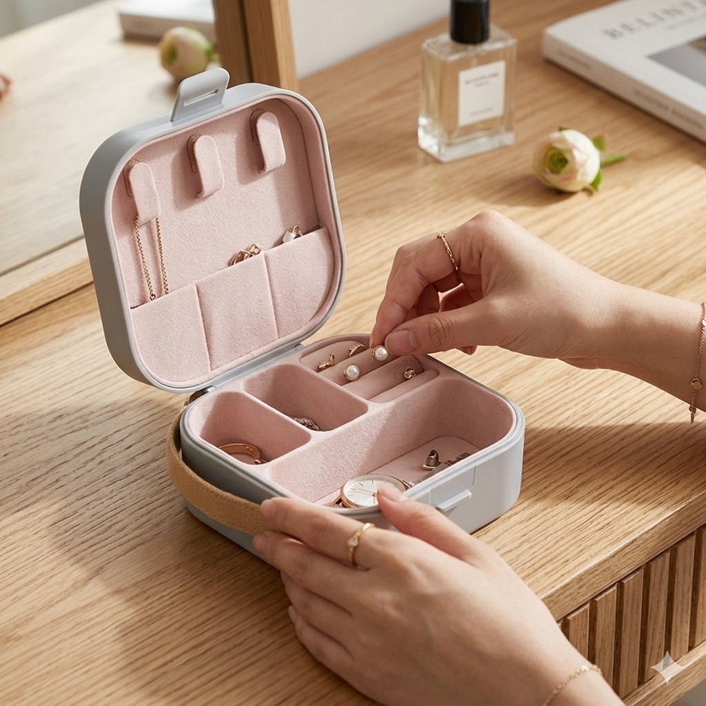 JOYERO MINI PORTATIL COMPACTO Y ELEGANTE