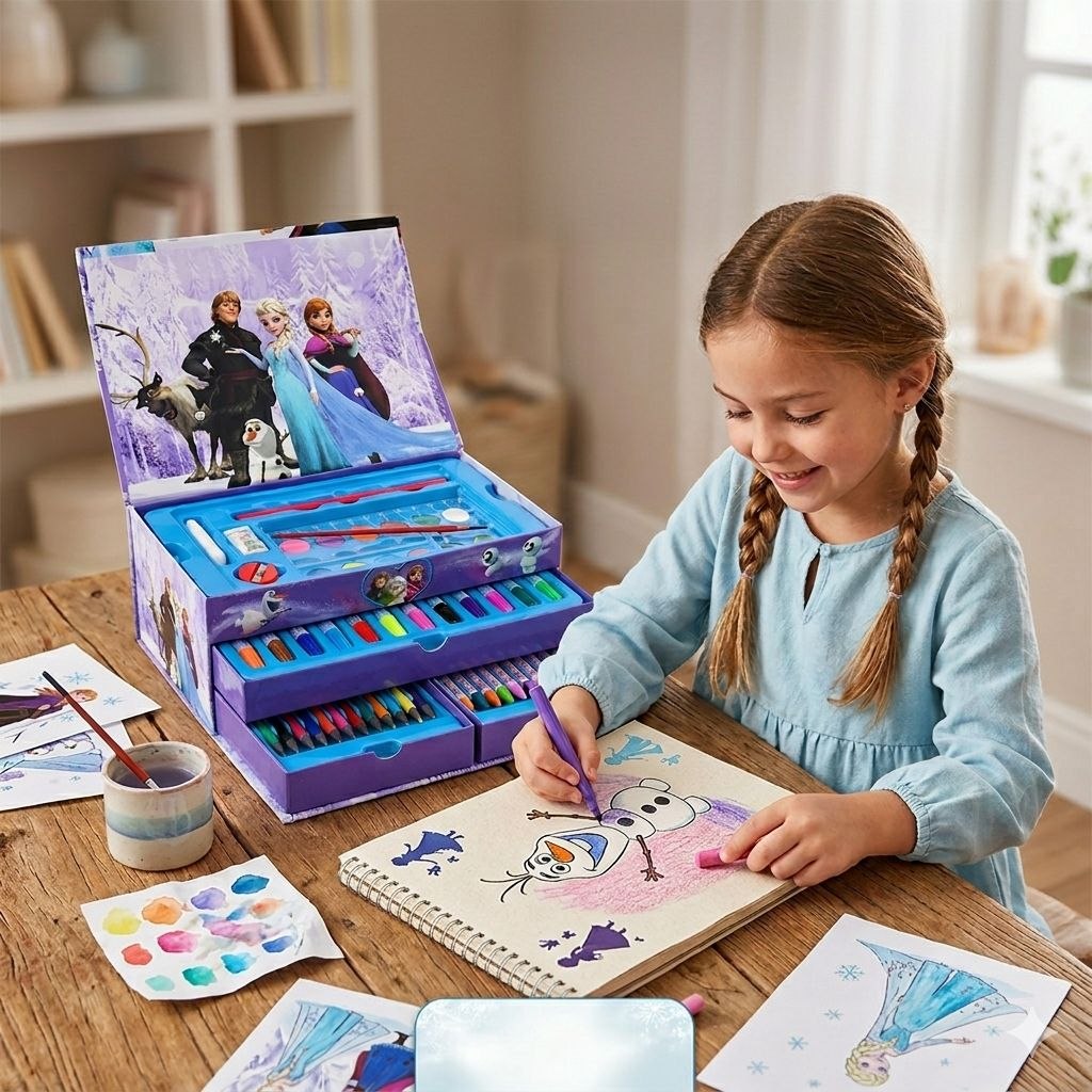 ESTUCHE DE ARTE INFANTIL CON DISEÑO DE FROZEN 54PCS