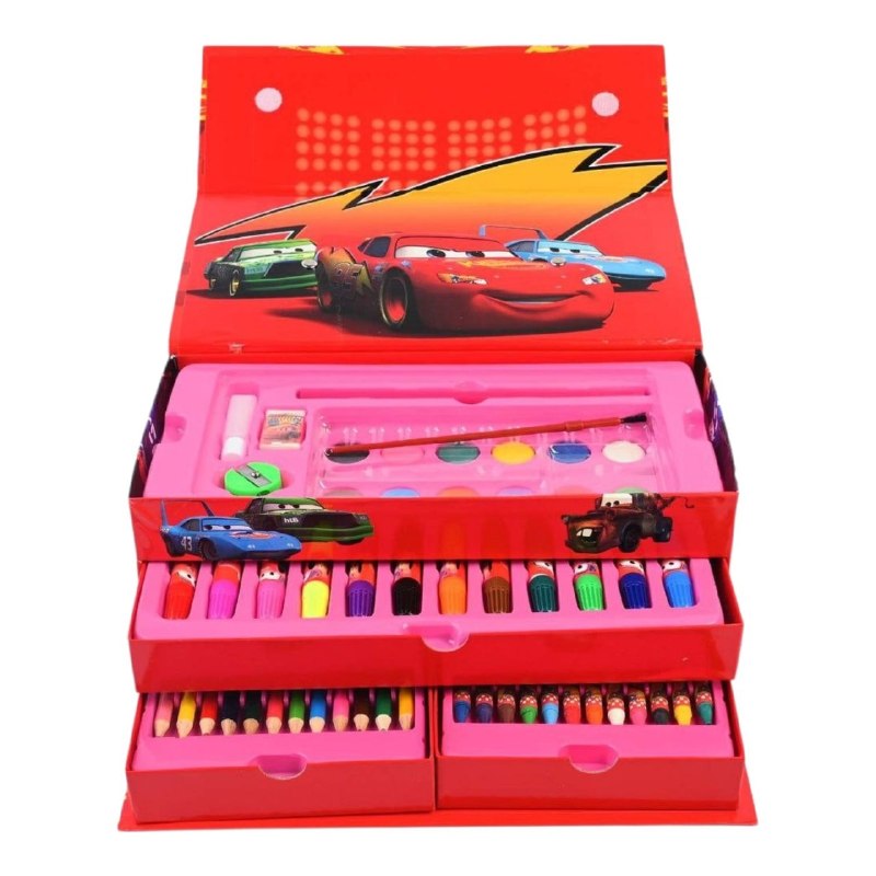 ESTUCHE DE ARTE DE DIBUJO Y PINTURA CON TEMATICA DE CARS 54PCS