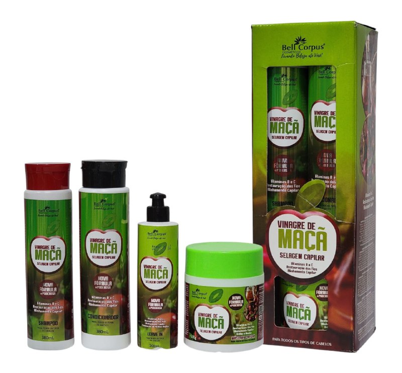 SET DE CUIDADO PARA EL CABELLO VINAGRE DE MANZANA 4PCS CORPUES COSMETICS