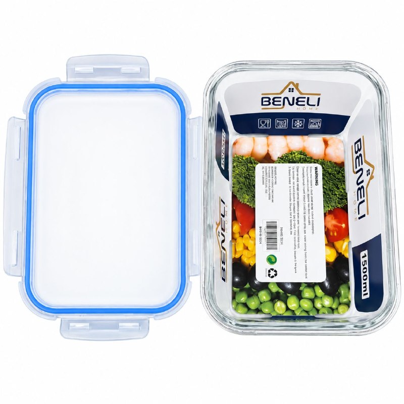 RECIPIENTE PANA PARA ALIMENTOS HERMETICO DE VIDRIO BENELI HOME 1500ML