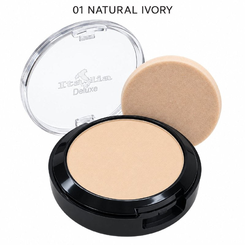 POLVO COMPACTO MATIFICANTE CON PROTECCION SOLAR TONO NATURAL IVORY 01 ITALIA DELUXE 8G