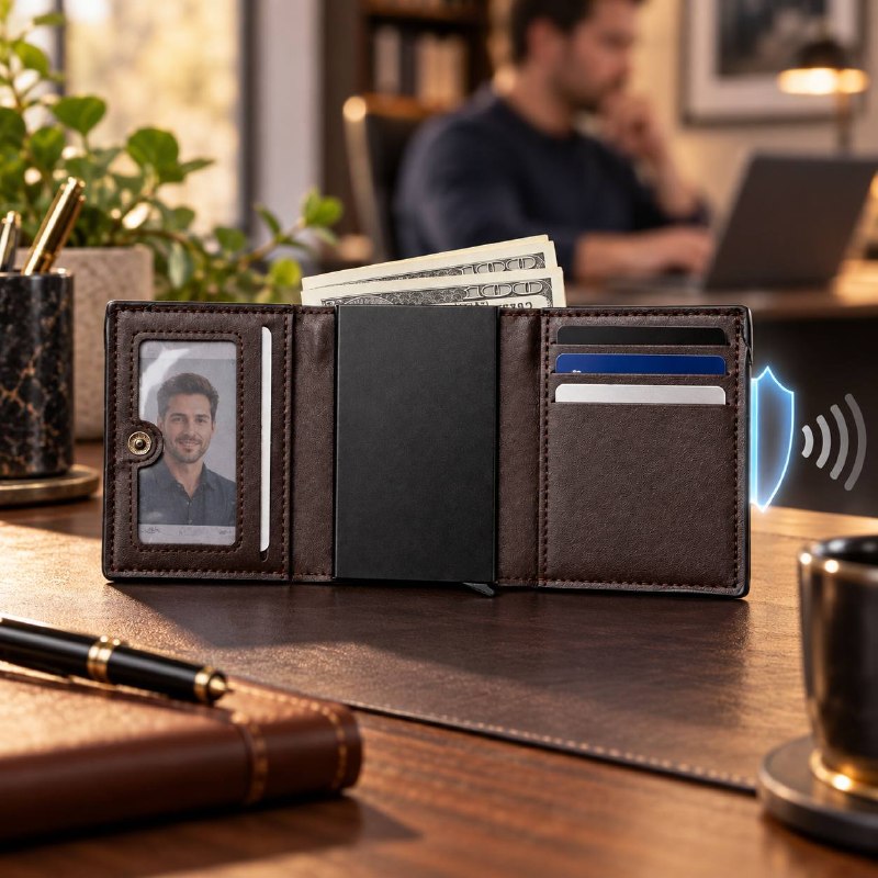 BILLETERA COMPACTA CON TARJETERO Y PROTECCION RFID BAELLERRY 9X8CM