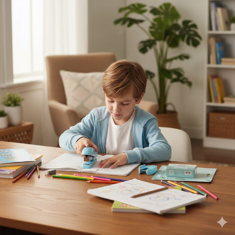 SET DE UTILES DE PAPELERIA PARA NIÑOS 3 EN 1, GRAPADORA, GRAPAS, CORRECTOR, QUITAGRAPAS BIBAILE BBL-829