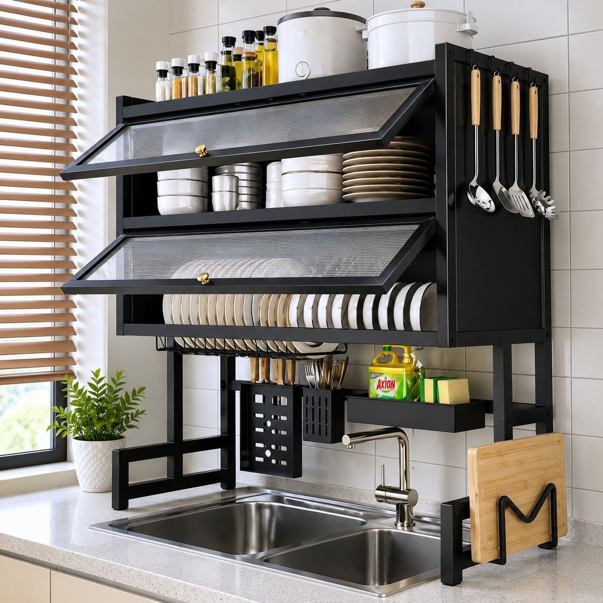 ESCURRIDOR Y ORGANIZADOR DE PLATOS SOBRE FREGADERO BENELI HOME 65X28X94CM