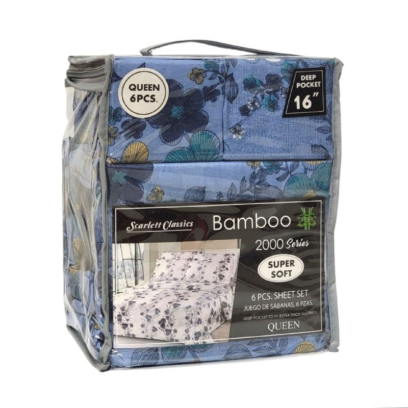 JUEGO DE SABANAS CAMERA DE 6 PIEZAS QUEEN SCARLETT CLASSICS BAMBOO, 54 ESTILOS
