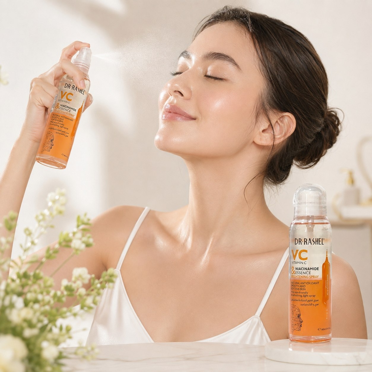 SPRAY FACIAL, LIMPIADOR DE VITAMINA VC Y NIACINAMIDA, ILUMINADOR ANTIOXIDANTE NATURAL, SUAVIZA LA PIEL Y TERSA LIGERO Y REFRESCANTE DR RASHEL 160ML