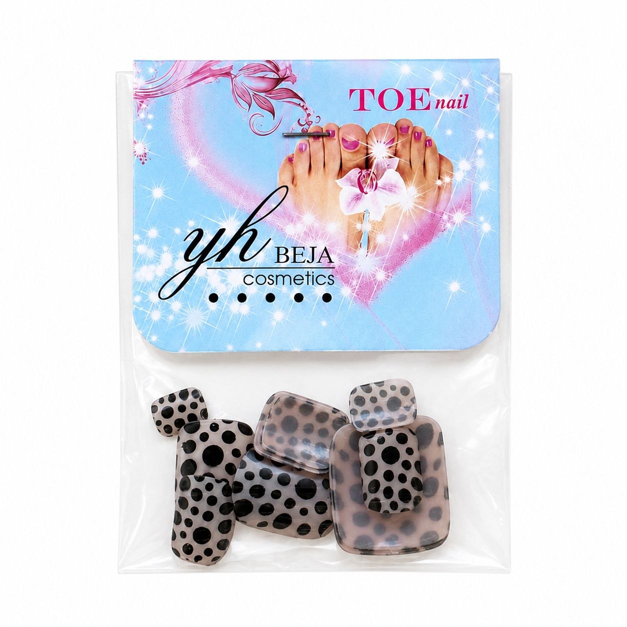 UÑAS POSTIZAS PARA PIES CON DISEÑOS YH BEJA COSMETICS