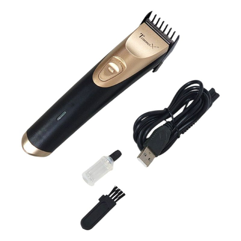 MAQUINA CORTADORA DE PELO PROFESIONAL RECARGABLE, CABEZAL DE CORTE DE PRECISION DE ACERO INOXIDABLE, INTERRUPTOR DE PRESION, FACIL DE USAR, INDICADOR DE CARGA, CABLE USB TRIMMER TM-T56