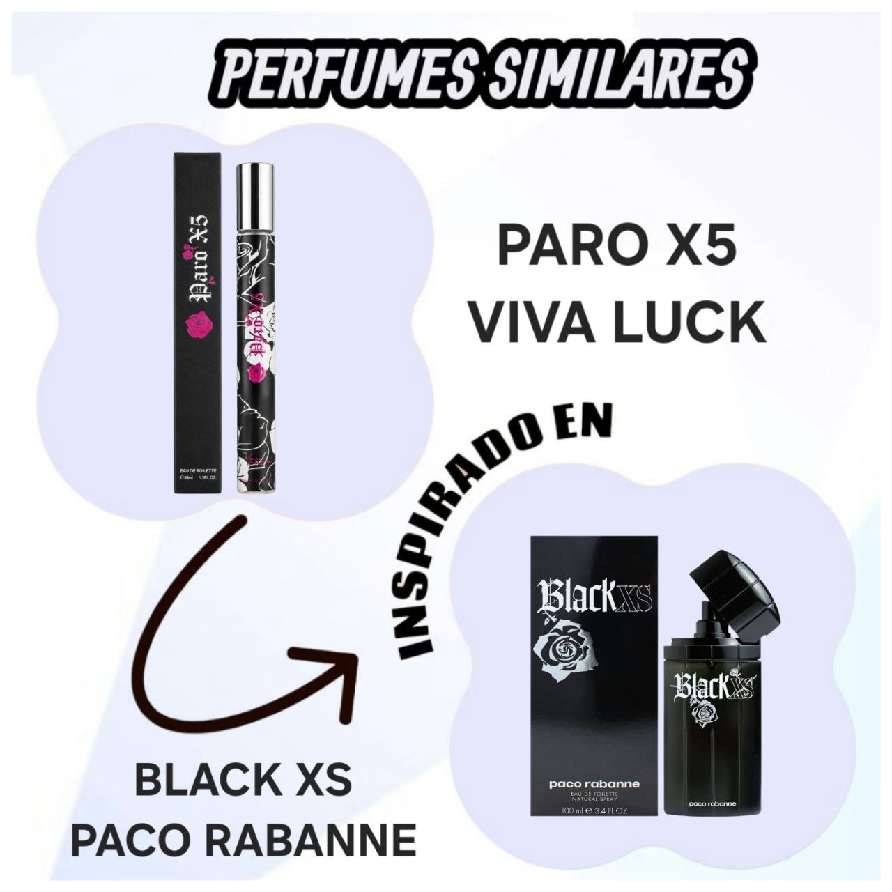 PERFUME DE TUBO PARO XS VIVA LUCK 35ML 1 UND (DUPE BLACK XS PACO RABANNE)