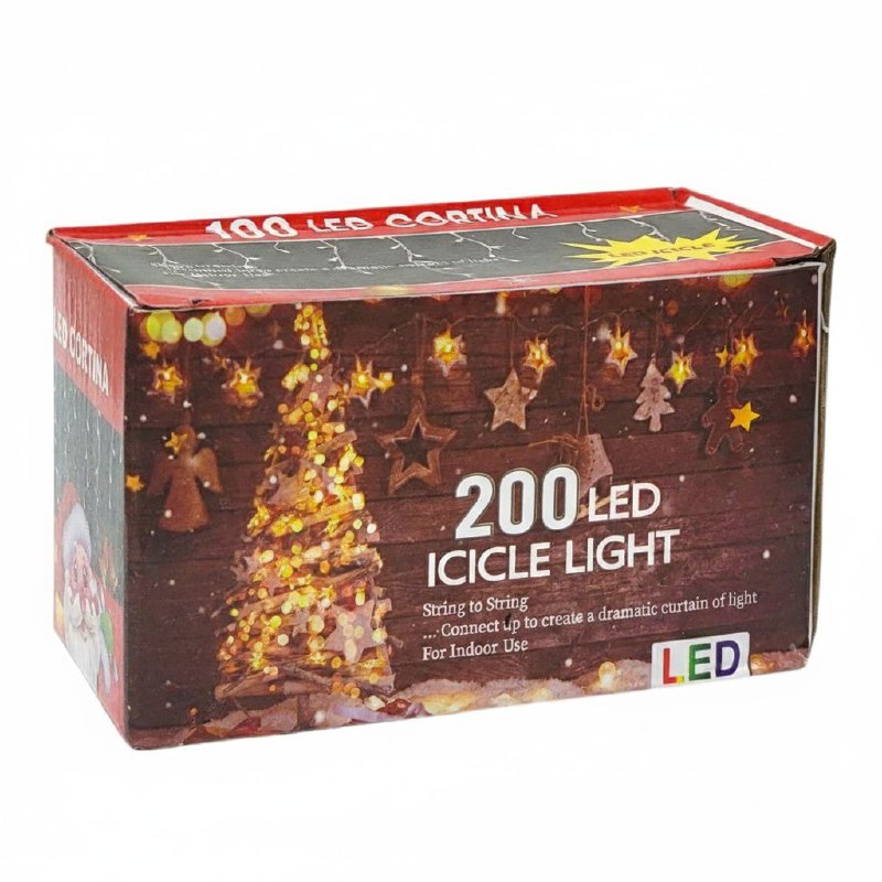 LUCES DECORATIVAS NAVIDEÑAS PARA INTERIORES O EXTERIORES 200 LUCES LED MULTICOLOR 13X7X8CM