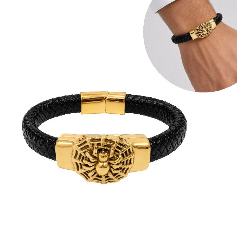 PULSERA DE ENCHAPE PARA CABALLERO CON DISEÑO DE ARAÑA 24CM