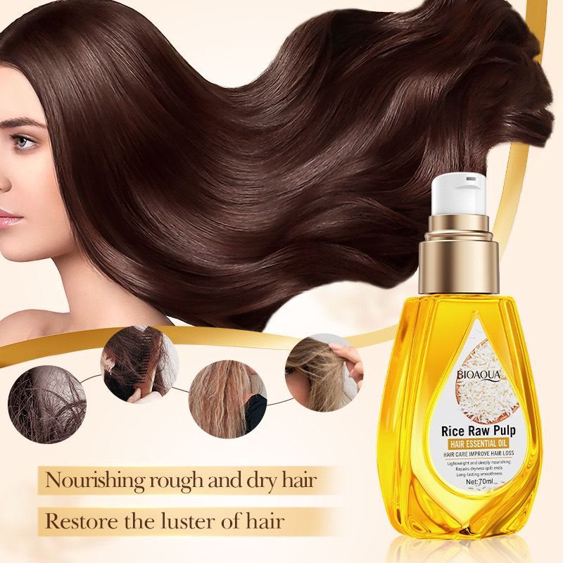ACEITE PARA EL CABELLO REPARADOR Y ANTICAIDA CON EXTRACTO DE PULPA DE CRUDA DE ARROZ BIOAQUA 70ML