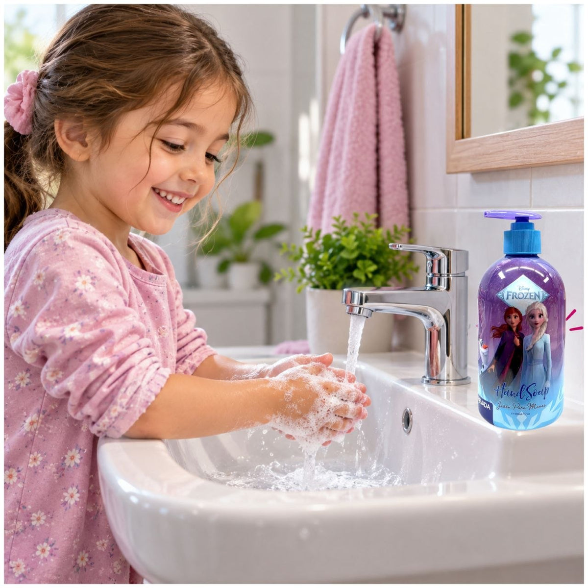 JABÓN LÍQUIDO PARA MANOS DISNEY FROZEN CON DISPENSADOR 500ML