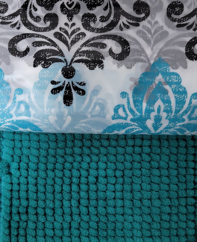 CORTINA DE DUCHA EN SET DE 2 PIEZAS TAPETE 40X60CM, CORTINA Y GANCHOS 180X180CM BENELI HOME