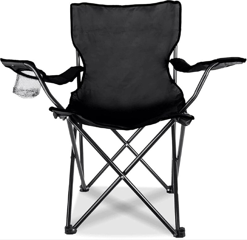 SILLA PLEGABLE DE CAMPING CON REPOSA BRAZOS Y PORTA VASOS, DE TUBO DE ACERO RESISTENTE Y TELA DE POLIESTER CON REVESTIMIENTO DE PVC, 18X32 PULGADAS, CAPACIDAD 200LBS , 5 COLORES