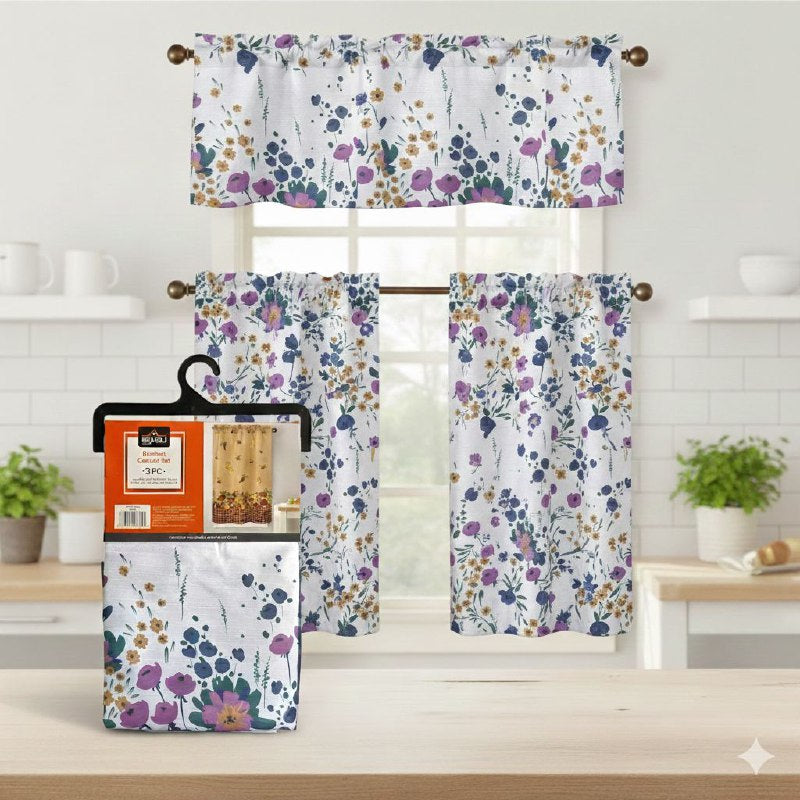CORTINAS PARA HOGAR COCINA, ELEGANTES EN SET DE 3 PIEZAS BENELI HOME
