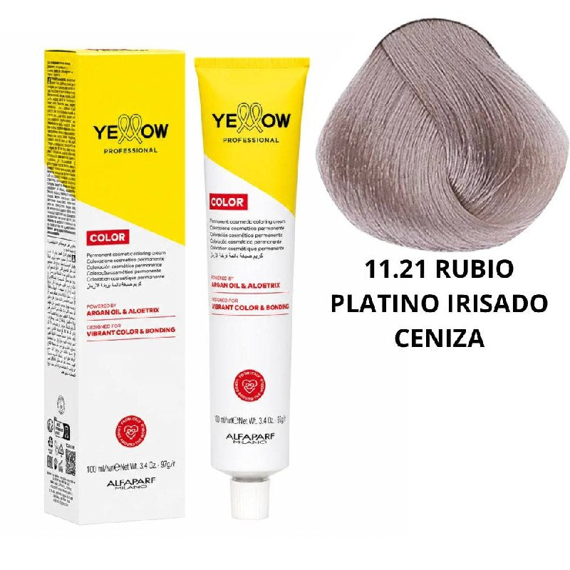 TINTE PERMANENTE PARA EL CABELLO CON ACEITE DE ARGAN Y ALOETRIX TONO 11.21 RUBIO PLATINO IRISADO CENIZA ALFAPARF 100ML