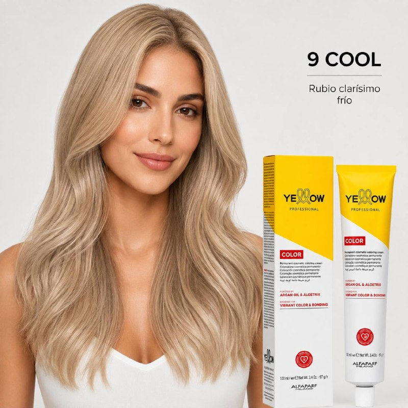 TINTE PERMANENTE PARA EL CABELLO CON ACEITE DE ARGAN Y ALOETRIX TONO 9 COOL RUBIO CLARISIMO FRIO ALFAPARF 100ML