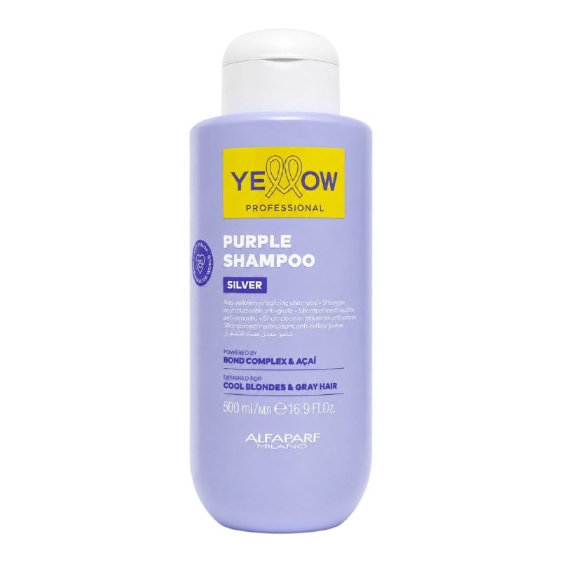 SHAMPOO MATIZADOR NEUTRALIZADOR DE TONOS AMARILLOS Y PROTECTOR DE COLOR CON PIGMINTOS VIOLETAS Y ACAI ALFAPARF 500ML