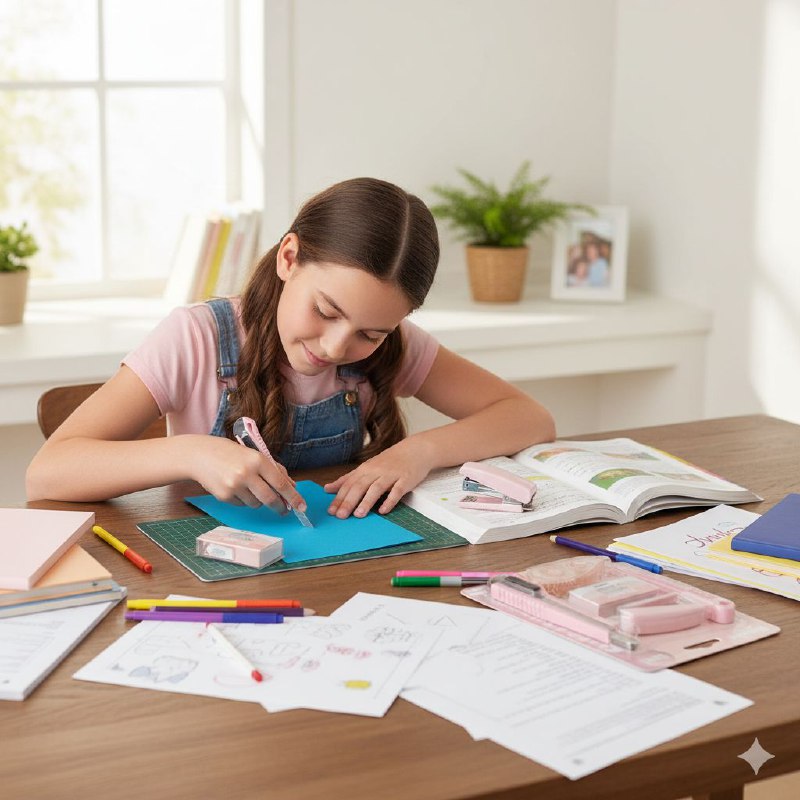 SET DE UTILES DE PAPELERIA PARA NIÑOS 5 EN 1, GRAPADORA, GRAPAS, CORRECTOR, CUTER REPUESTOS BIBAILE BBL-811