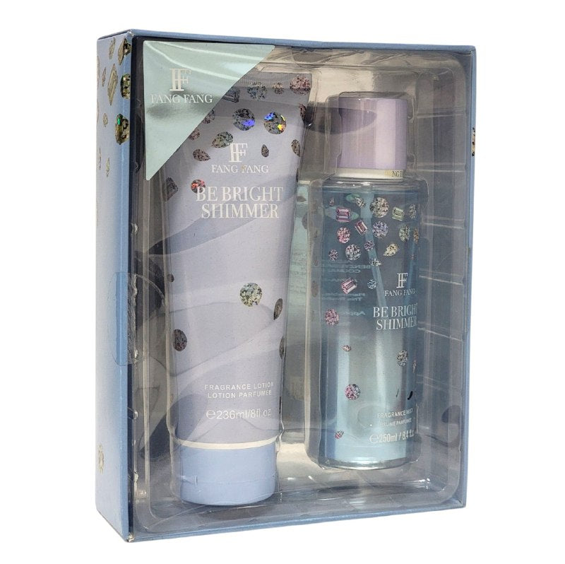 SET FANG FANG BE BRIGHT SHIMMER SPLASH 250ML, BODY LOTION 236ML (M)