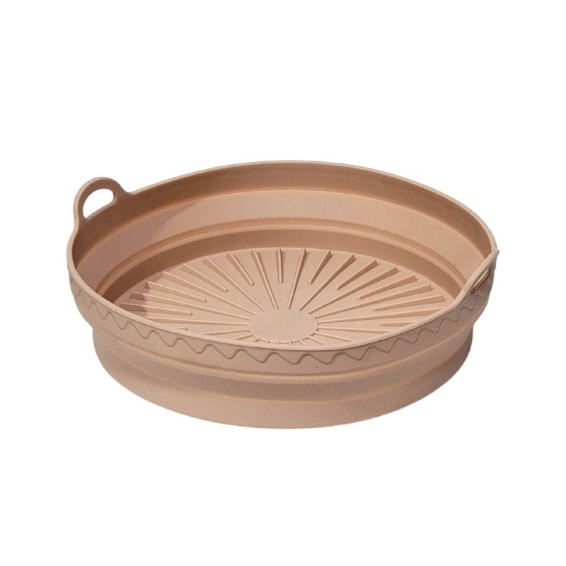 ORGANIZADOR RECIPIENTE MOLDE PLEGABLE DE SILICONA PARA HORNO O USAR EN FREIDORA DE AIRE, RESISTENTE A ALTAS TEMPERATURAS 4 COLORES