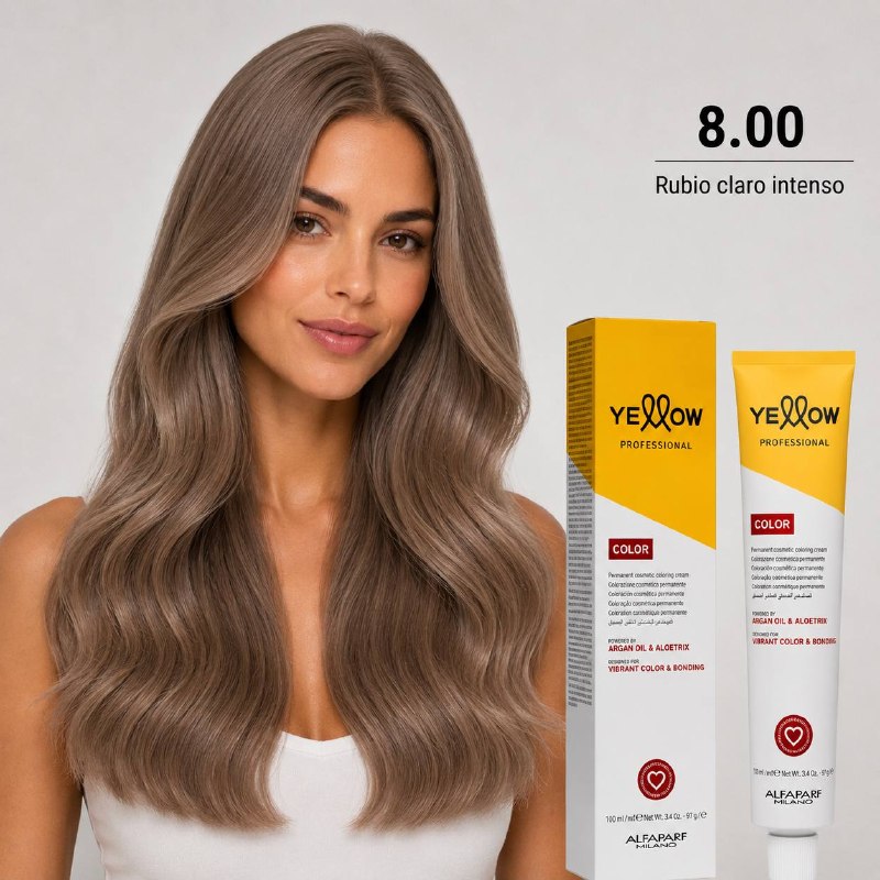TINTE PERMANENTE PARA EL CABELLO CON ACEITE DE ARGAN Y ALOETRIX TONO 8.00 RUBIO CLARO INTENSO ALFAPARF 100ML