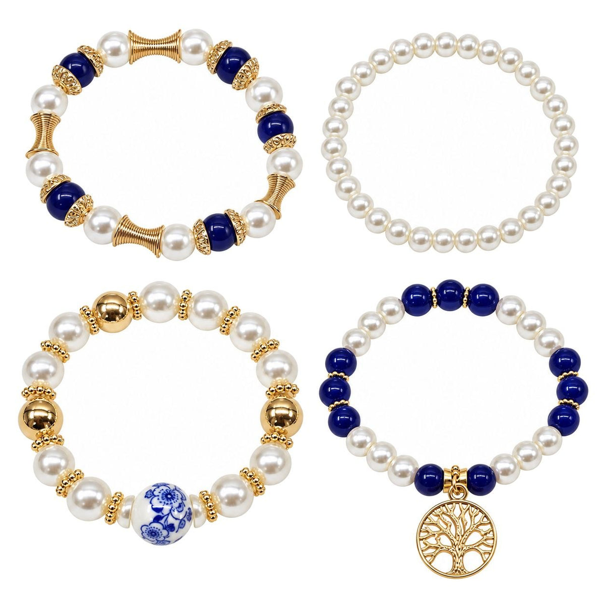 SET DE 4 PULCERAS AJUSTABLES DE ENCHAPE PARA DAMA