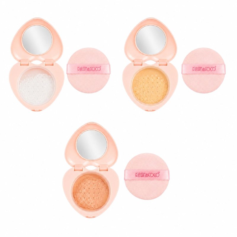 POLVO FACIAL SUELTO EN FORMA DE CORAZÓN CON ESPEJO Y APLICADOR KEVIN&COCO 3.5G