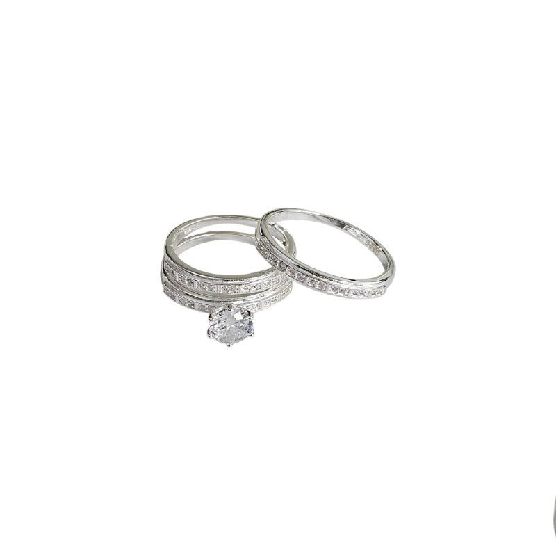 ANILLO DE COMPROMISO CON CIRCON EN TRIO DE PLATA 9.25 PESO: 8G