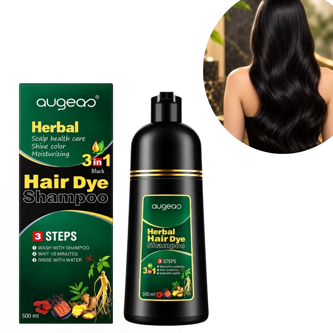 CHAMPÚ TINTE PARA EL CABELLO 3 EN 1 A BASE DE HIERBAS TONO BLACK C-1 HERBAL AUGEAS 500ML