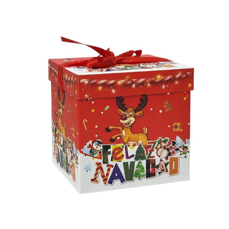 CAJA DE REGALO NAVIDEÑA MEDIANA 15X15CM