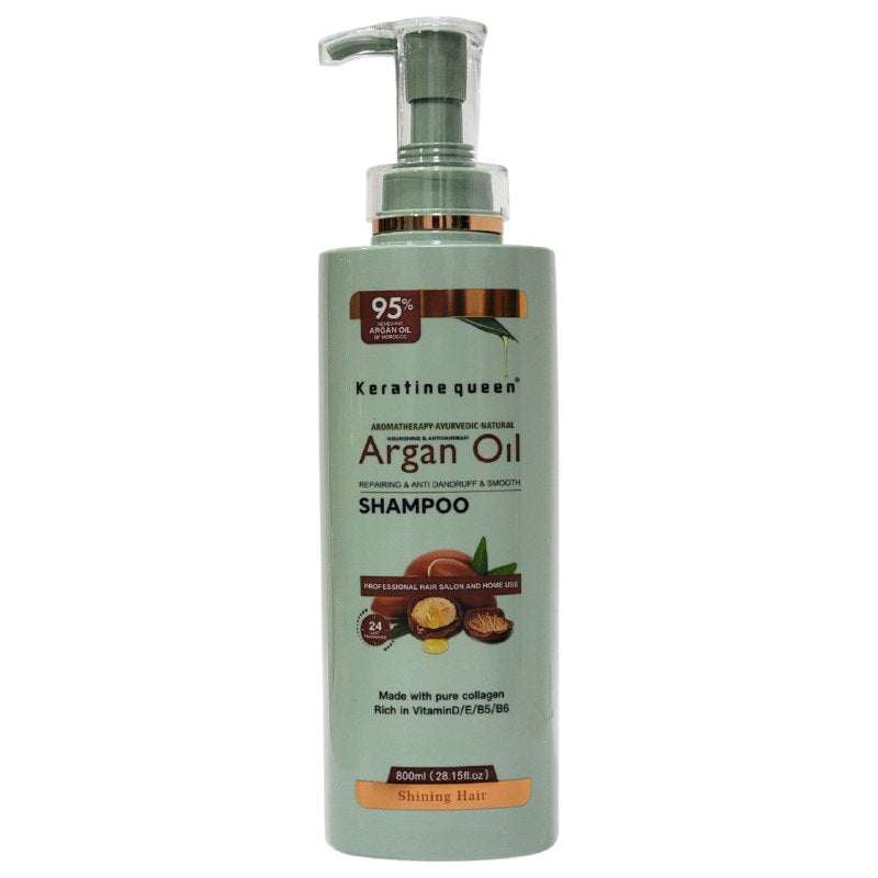 SHAMPOO NUTRITIVO Y ANTICASPA CON AROMATERAPIA CON ACEITE DE ARGAN KERATINE QUEEN 800ML