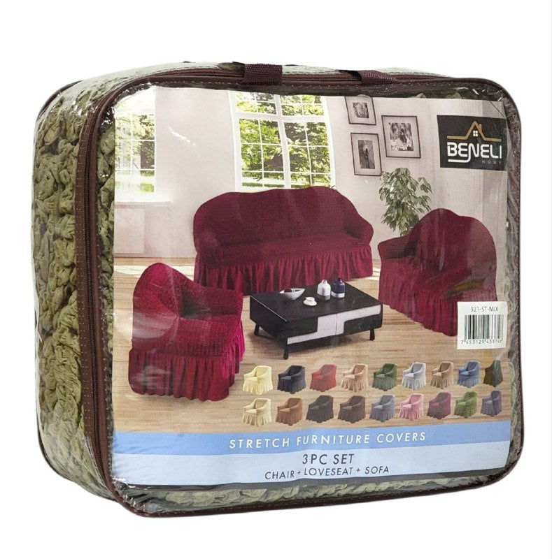 SET DE FORROS ELASTICOS DE MUEBLES, JUEGO DE 3 PIEZAS PARA MUEBLES VARIOS COLORES BENELI HOME