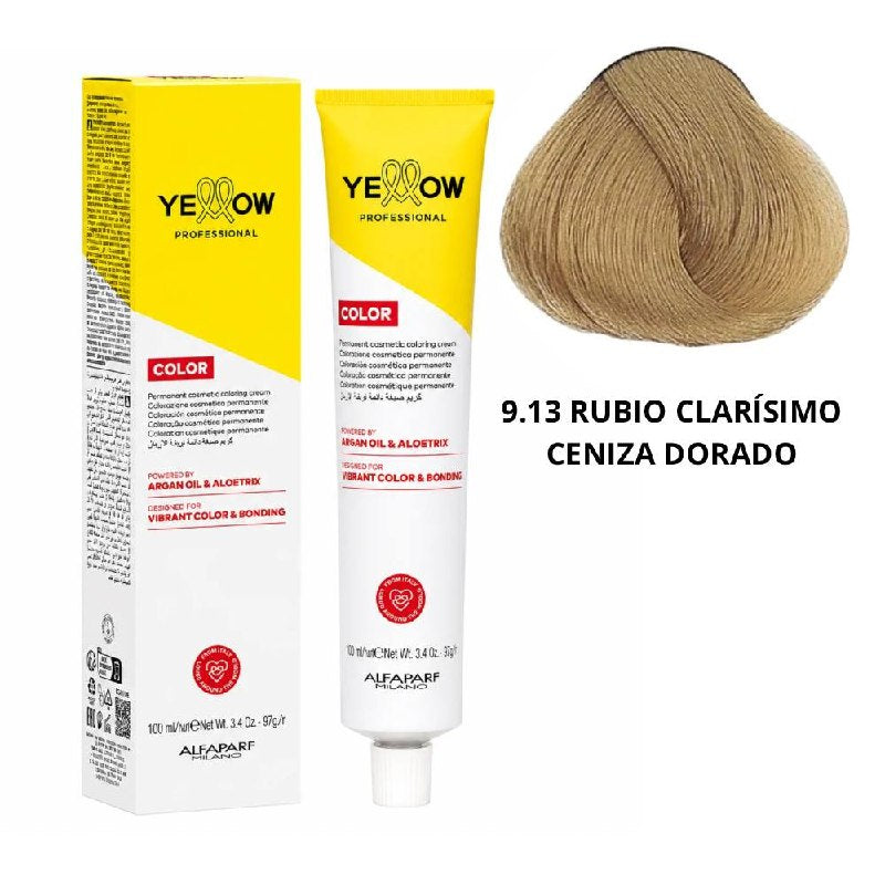 TINTE PERMANENTE PARA EL CABELLO CON ACEITE DE ARGAN Y ALOETRIX TONO 9.13 RUBIO CLARISIMO CENIZA DORADO ALFAPARF 100ML