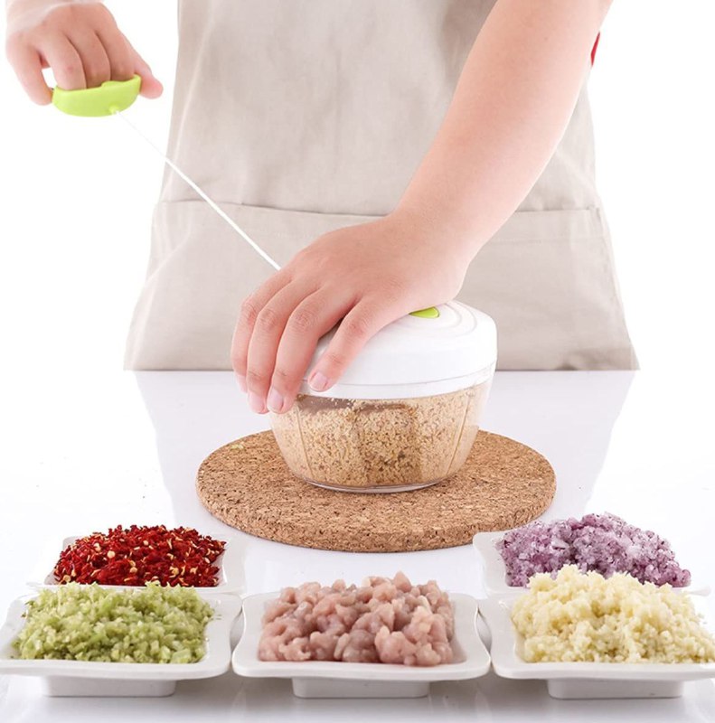 CORTADOR DE ALIMENTOS, PROCESADOR PICADOR DE ALIMENTOS MANUAL CON CUERDA PARA FRUTAS, VERDURAS Y CARNE