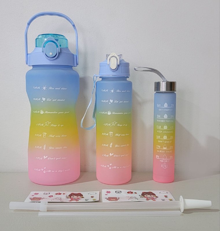 BOTES MOTIVACIONALES SET 3 PIEZAS  2L/900ML/500ML