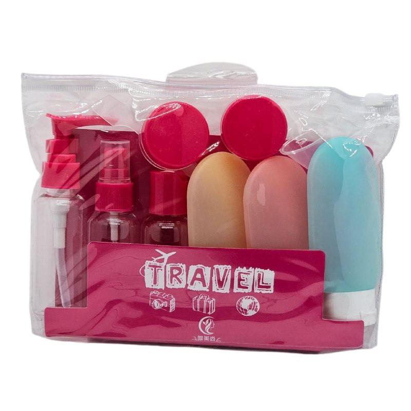 SET PARA VIAJAR VACIAS, EFICIENCIA DE ALMACENAMIENTO COMODO DE 7 PIEZAS, PARA LIQUIDOS Y CREMAS PARA VIAJES TRAVEL