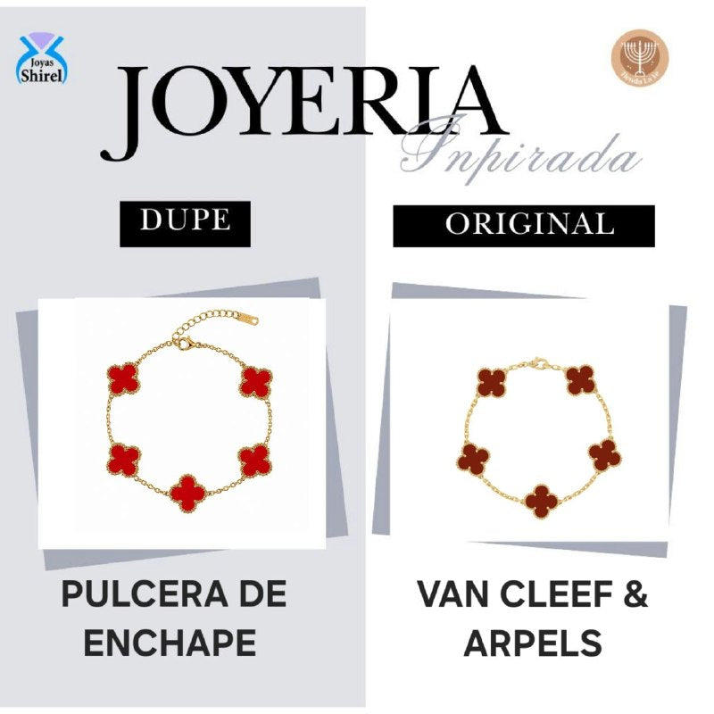 PULSERA DE ENCHAPE PARA DAMA CON DISEÑO DE FLOR 19CM (DUPE DE VAN CLEEF)