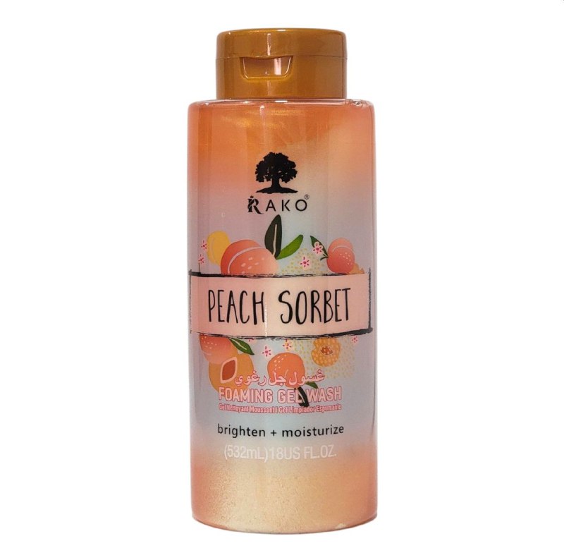 GEL DE DUCHA ESPUMOSO CON EXTRACTO DE MELOCOTON Y MANTECA DE KARITE RAKO 532ML
