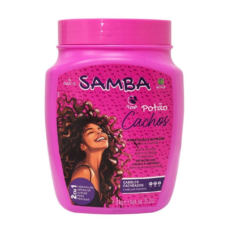 CREMA PARA PEINAR 2 EN 1 DE ACEITE DE COCO Y ARGAN HIDRATANE DEFINE RIZOS NAZCA SAMBA 1KG