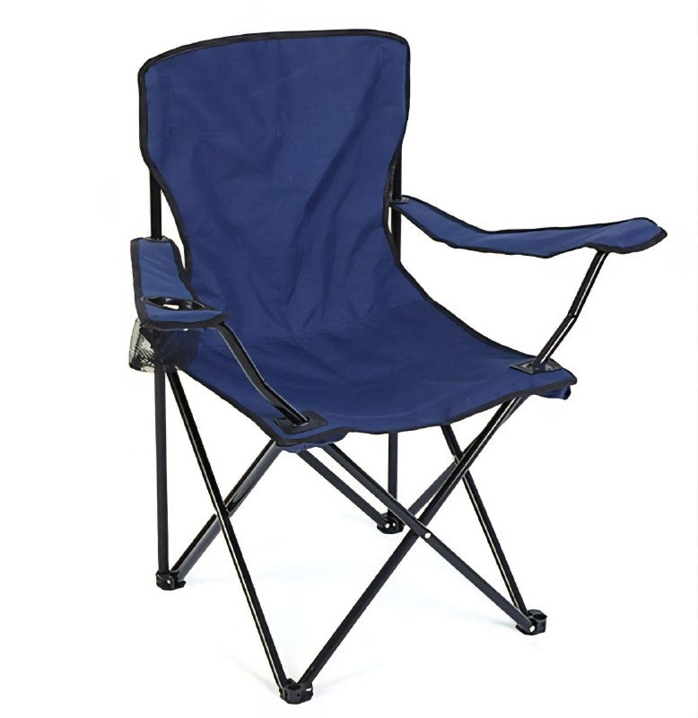 SILLA PLEGABLE DE CAMPING CON REPOSA BRAZOS Y PORTA VASOS, DE TUBO DE ACERO RESISTENTE Y TELA DE POLIESTER CON REVESTIMIENTO DE PVC, 18X32 PULGADAS, CAPACIDAD 200LBS , 5 COLORES