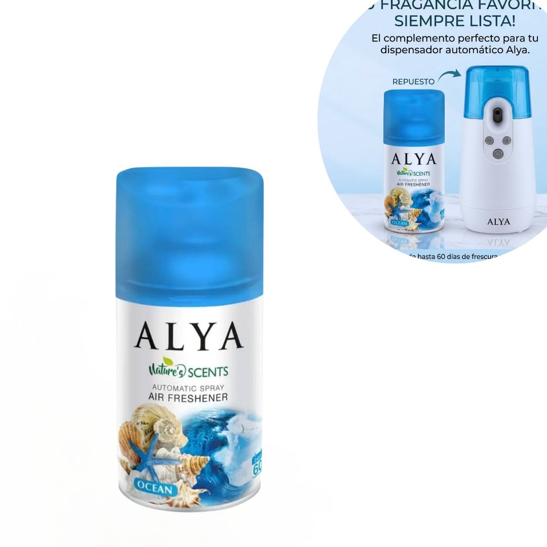 REPUESTO DE SPRAY AMBIENTADOR AUTOMATICA AROMA A OCEANO ALYA 250ML