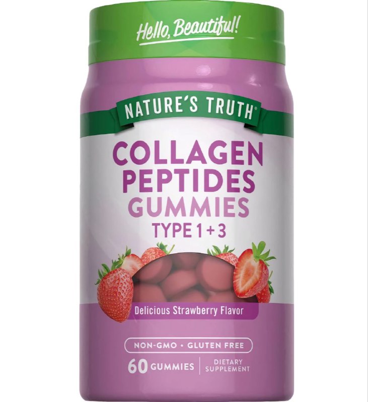 VITAMINAS EN GOMITAS SABOR FRESA SIN GLUTEN DE PEPTIDOS DE COLAGENO 1+3 NATURE S TRUTH 60UND