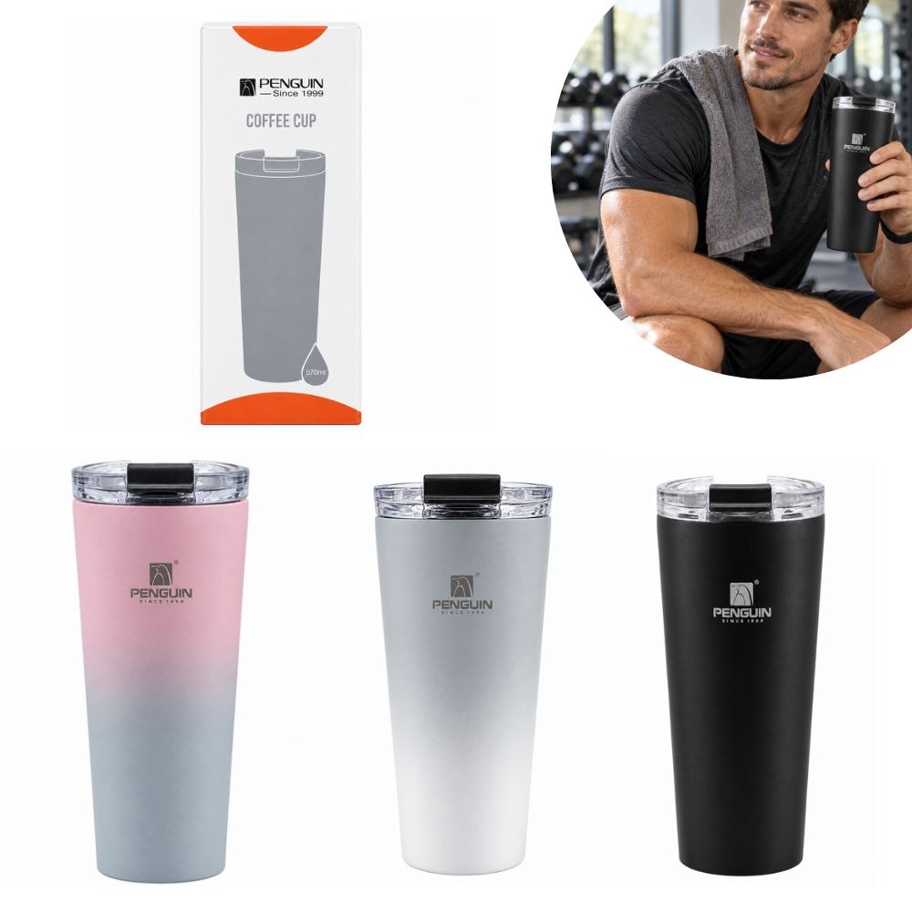 VASO TÉRMICO DE ACERO INOXIDABLE CON TAPA HERMÉTICA PENGUIN 570ML