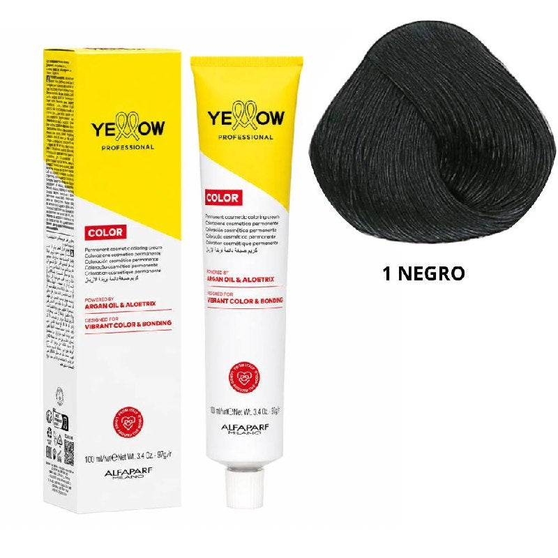 TINTE PERMANENTE PARA EL CABELLO CON ACEITE DE ARGAN Y ALOETRIX TONO 1 NEGRO ALFAPARF 100ML
