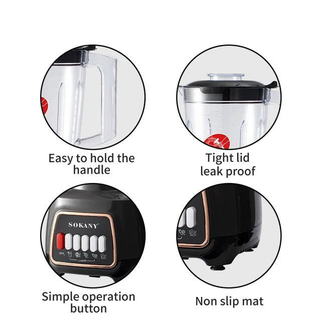 MAQUINA LICUADORA MULTIUSOS DE 4 VELOCIDADES, 600W FUERZA, CAPACIDAD 1500ML, ALTA JUGOSIDAD SK-03008 SOKANY