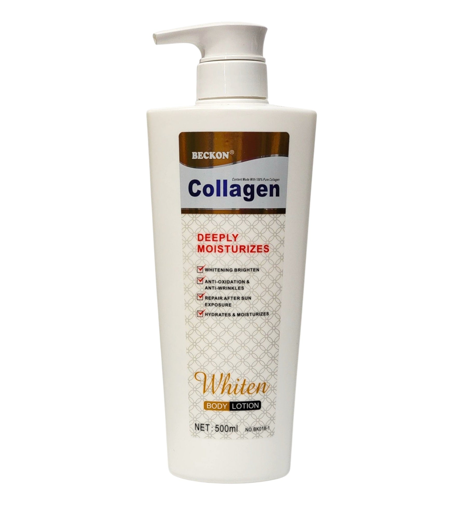 CREMA CORPORAL NUTRITICA Y ACLARANTE CON COLAGENO BECKON 500ML